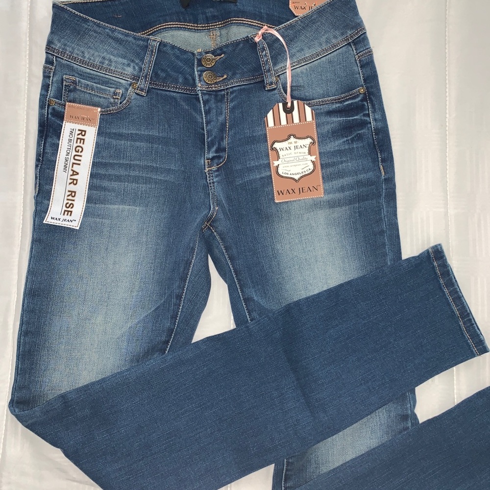 Wax Womans Juniors Push-Up 2 Button Skinny Jeans